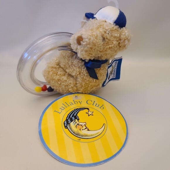 Vtg Lullaby Club Tan Teddy Bear Rattle Plush Baby Toy Stuffed Animal Teether - Picture 1 of 9